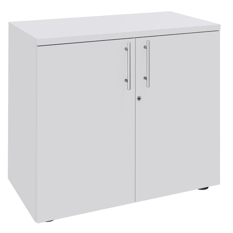 3253310133839-Armoire basse IDRA/DUAL - H72 x L80 x P47 - 2 portes - Corps blanc - Dessus et portes Blanc-P_79377103_1-0