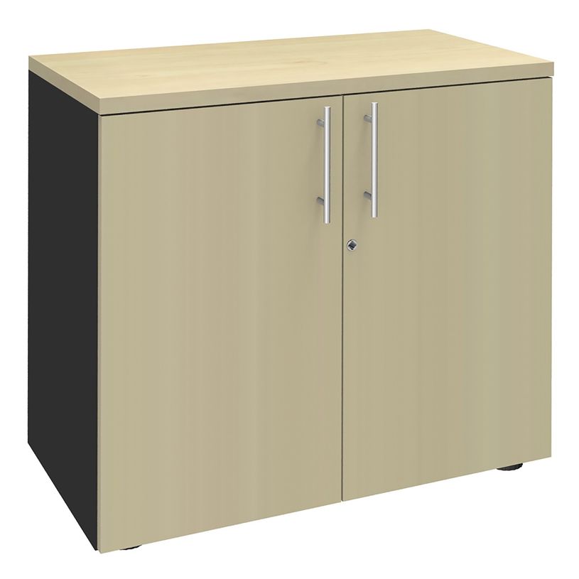 3253310174597-Armoire basse IDRA/DUAL - H72 x L80 x P47 - 2 portes - Corps anthracite - Dessus et portes -P_79377107_1-0