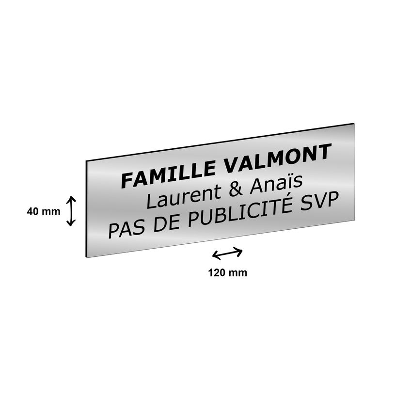 2012348177847-Plaque boîte à lettres personnalisée avec votre texte - 120 x 40 mm - argentée - adhés-P_79384161_2-1