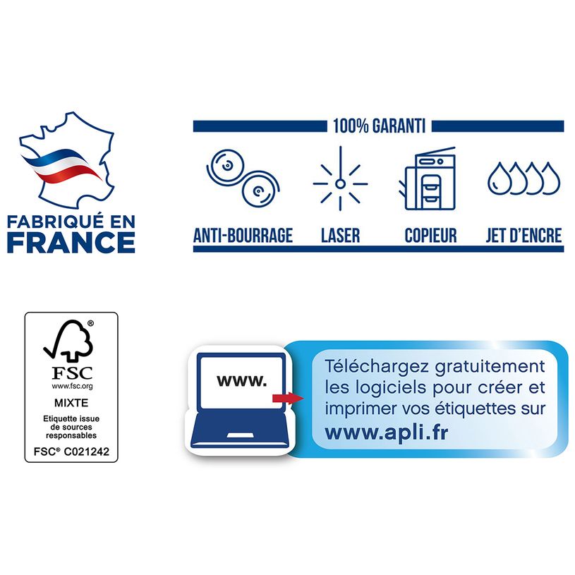 3270241189858-Apli Agipa - 1600 Étiquettes adhésives blanches multi-usages - 99,1 x 33,9 mm - coins arr-P_79395553_2-1