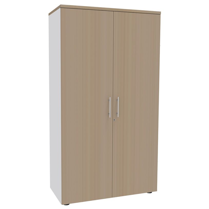 3253310146440-Armoire haute INEO/LEVEL/STEELY/WOODY - L80 x H180 x P47 - 2 portes - Corps blanc - Portes et -P_79395841_1-0