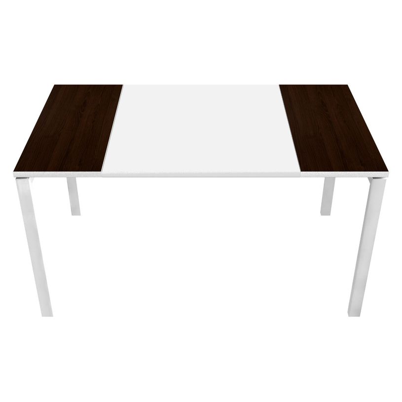 3660141250831-Bureau droit EASYDESK - L140 x P80 cm  - Blanc/wengé-P_79397024_1-0