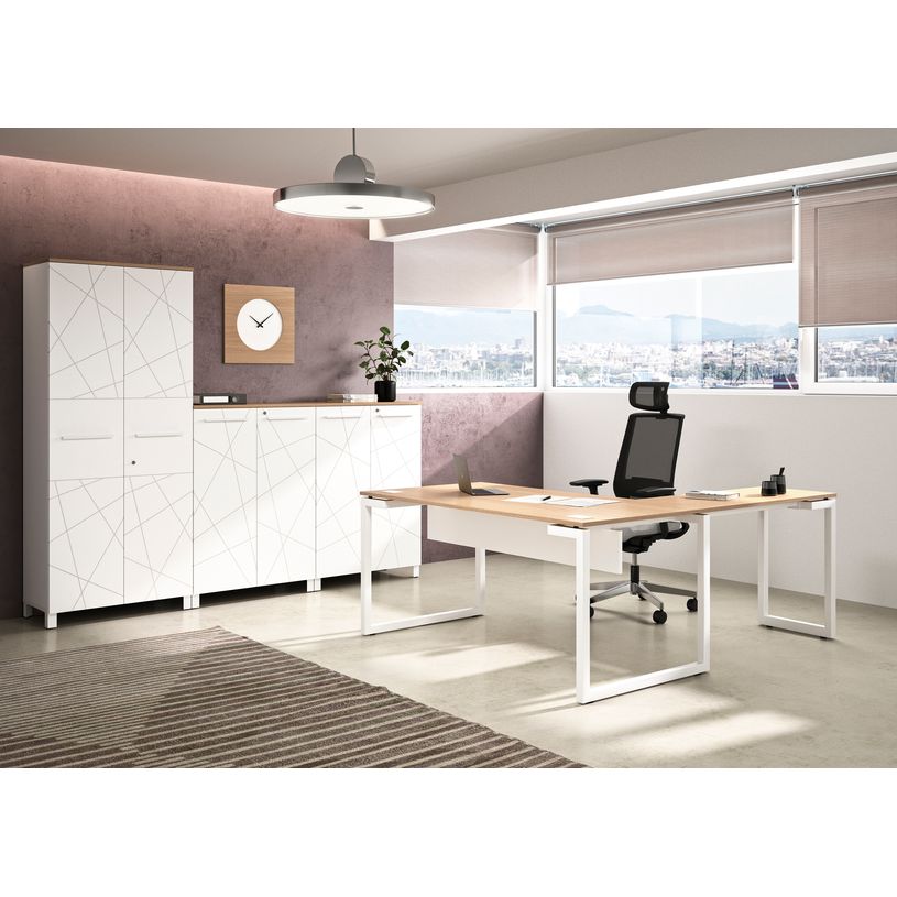 3483600495600-Bureau SUNDAY - 140 cm - Pieds cadre - Blanc-P_79408141_2-1