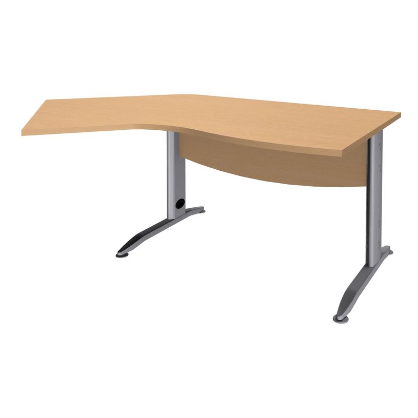 3253310149816-Bureau 135° IDRA - retour d'angle à gauche - L180 cm - Pieds aluminium - Plateau imitatio-P_79408610_1-0