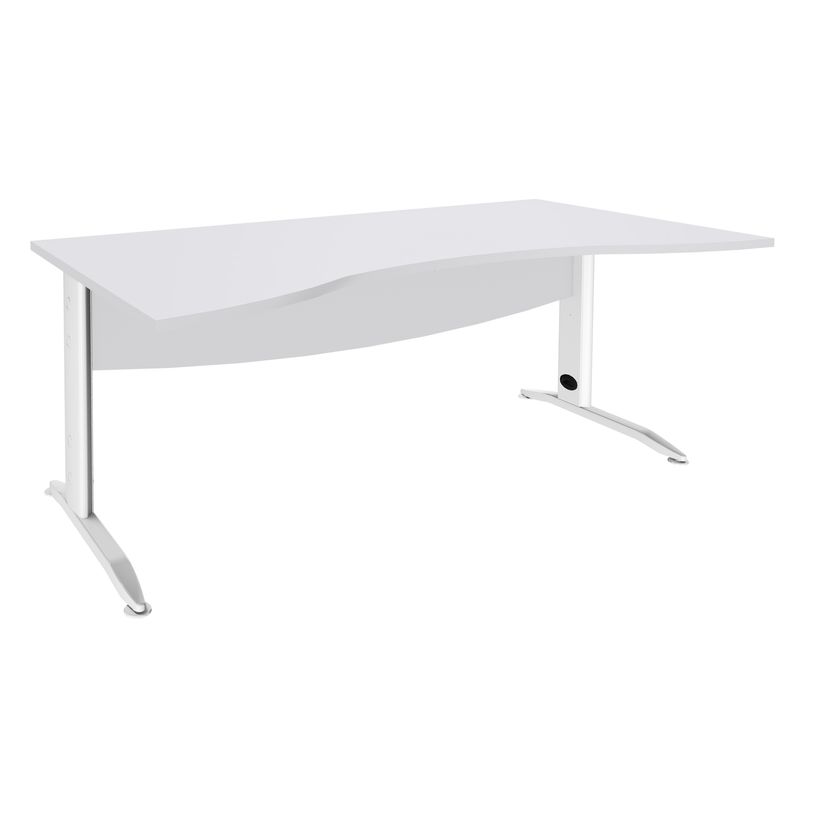3253310150676-Bureau double vague symétrique IDRA - L180 cm - Pieds blanc - plateau Blanc perle-P_79408696_1-0