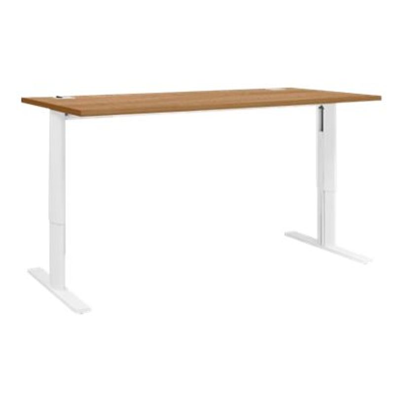 3483600722317-Bureau YES ! - 140 cm - Pieds ajustables blancs - Merisier-P_79409747_1-0