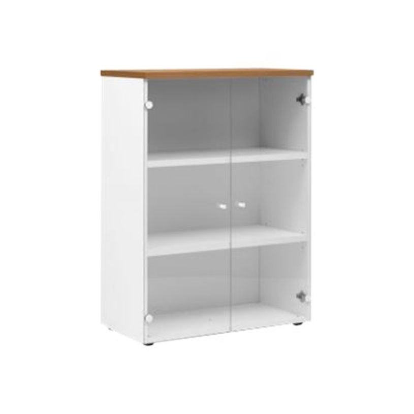 2012349338100-Rangement mi-hauteur YES ! - L80 x H109 x P42 - 2 portes vitrées - Merisier-P_79409777_1-0
