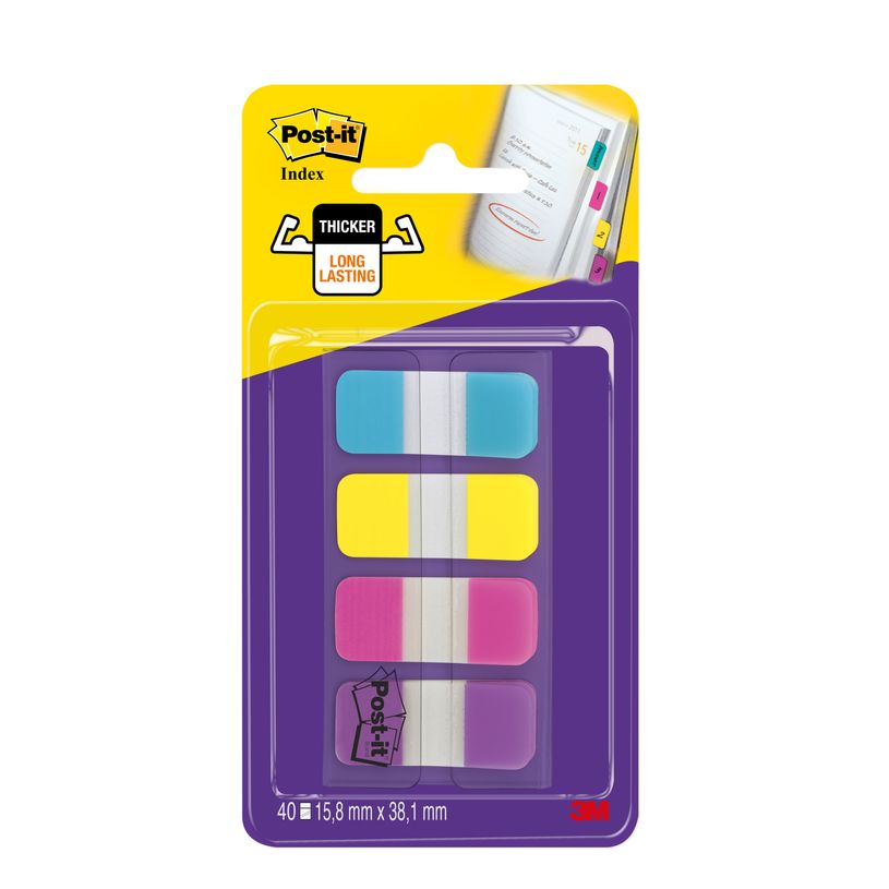 4054596002722-Post-it - Mini Marque-pages (Index) rigides - couleurs vives - Lot 4 x 10 feuilles-P_79410975_1-0