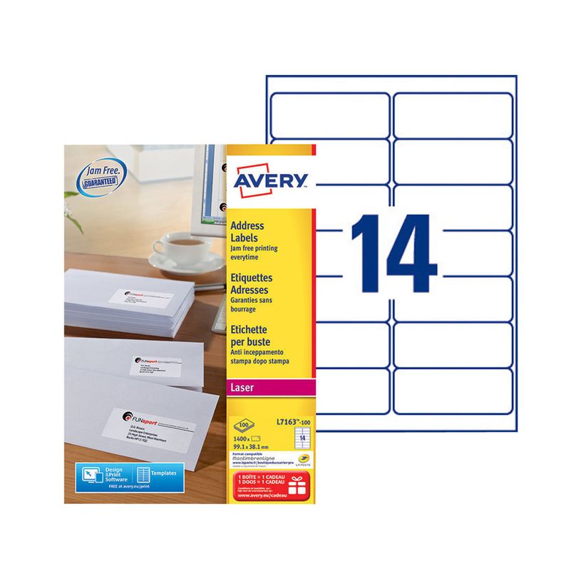 3266550260142-Avery - 1400 Étiquettes adresse blanches - 99,1 x 38,1 mm - Impression laser - réf L7163--P_79413468_1-0