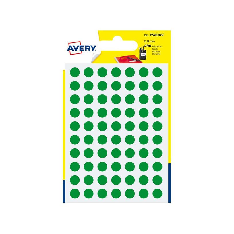 5014702026294-Avery - 490 Pastilles adhésives - vert - diamètre 8 mm-P_79413509_1-0