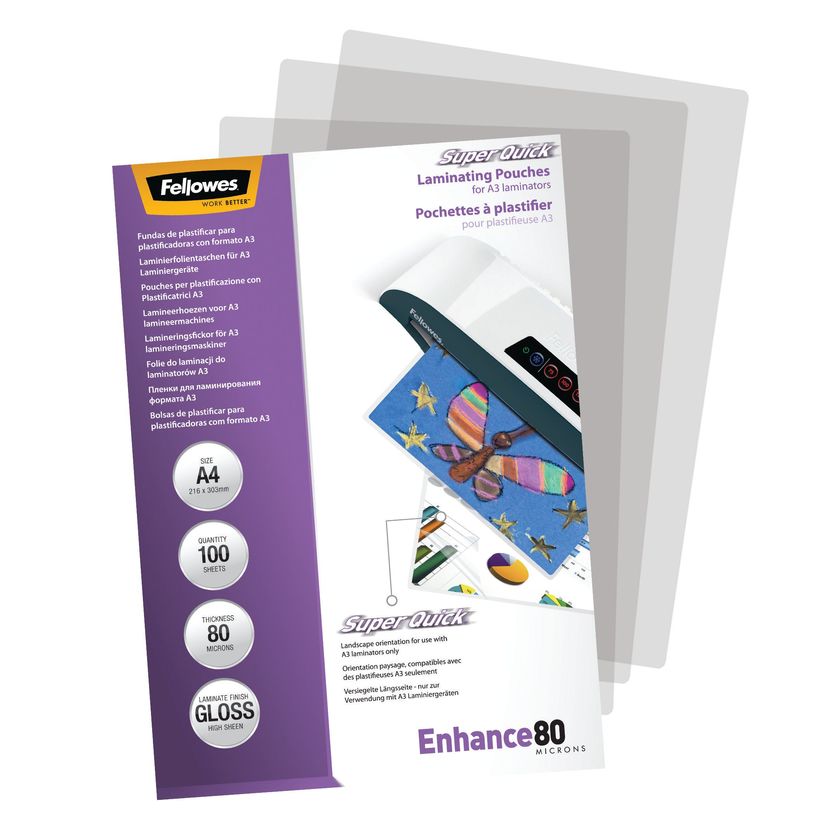 0077511544002-Fellowes - 100 pochettes de plastification A4 (216 x 303 mm) - 80 microns - brillantes-P_79415157_9-3