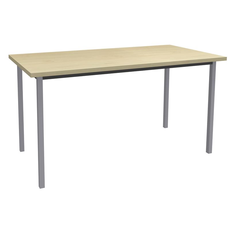 3253310154742-Table de réunion Rectangulaire - 160 x 80 cm - Pieds carrés aluminium - imitation érable-P_79419842_1-0