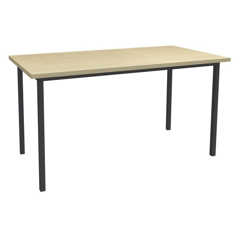 3253310154766-Table de réunion Rectangulaire - 160 x 80 cm - Pieds carrés anthracite - imitation érabl-P_79419844_1-0