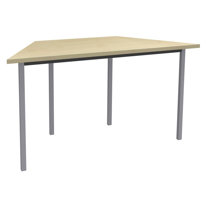 3253310154797-Table de réunion Trapèze - 140 x 70 cm - Pieds carrés aluminium - imitation Erable-P_79419847_1-0