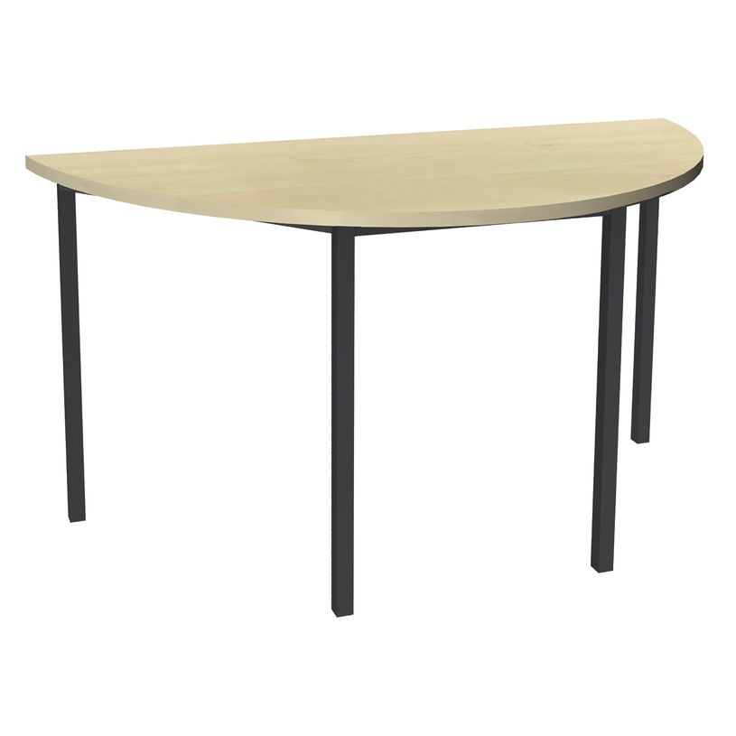 3253310154889-Table de réunion Demi-lune - 140 x 70 cm - Pieds carrés anthracite - imitation érable-P_79419856_1-0