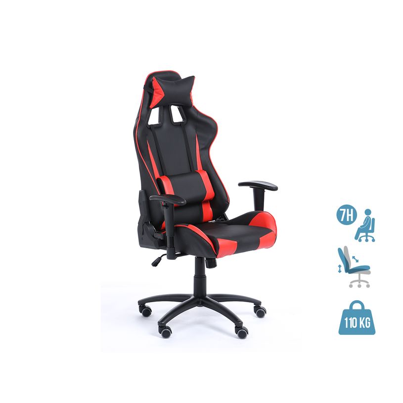 3760185028813-Fauteuil gamer SPORTING - accoudoirs réglables - noir et rouge-P_79429677_1-0