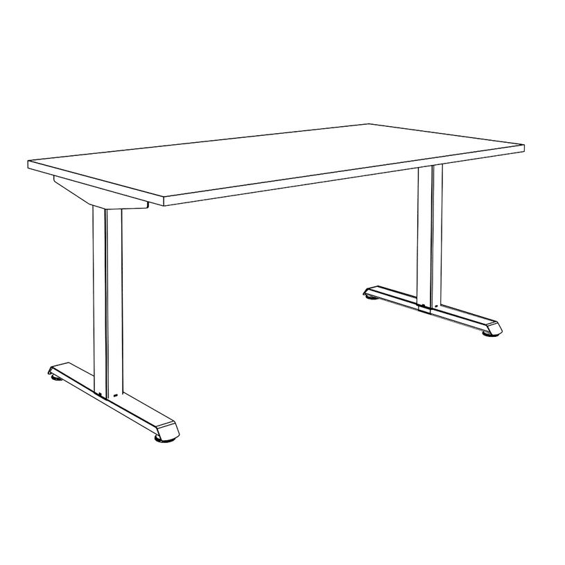 3253310160057-Bureau LEVEL - Bureau éléctrique - L160 - pied blanc - plateau Imitation Chêne clair-P_79429789_5-5
