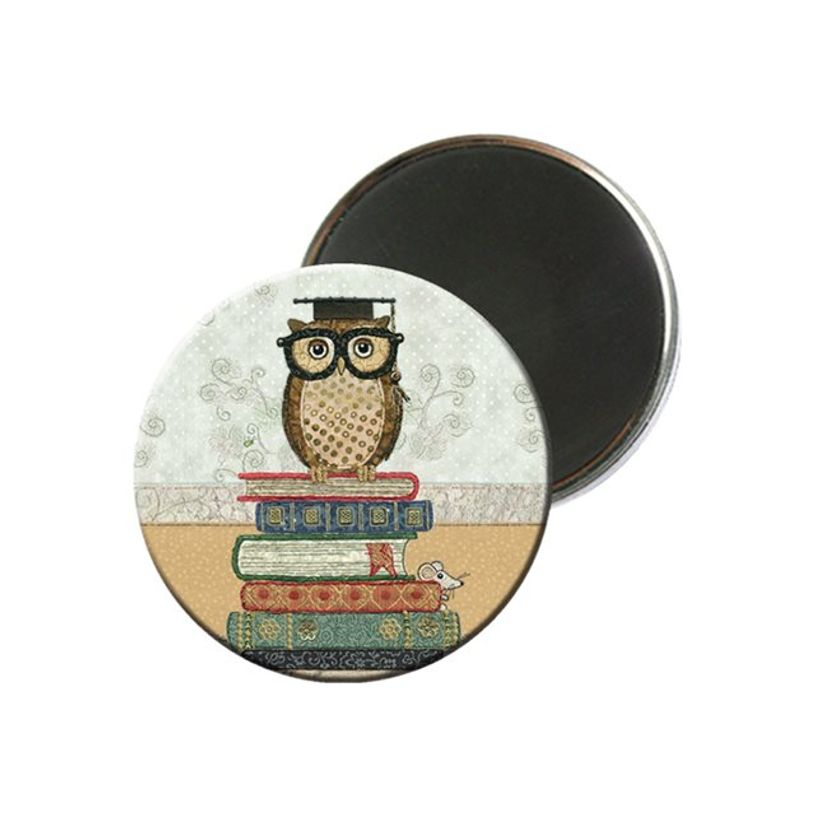 3700572716930-Kiub Bug Art - Magnet rond en verre - Chouette Lunettes-P_79431415_1-0