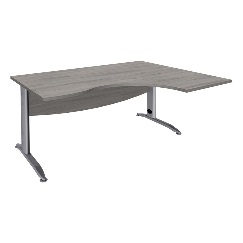 3253310161542-Bureau compact à droite IDRA - L160 cm - Pieds alu - plateau imitation Chêne gris (Pieds de renfort obligato-P_79432169_1-0