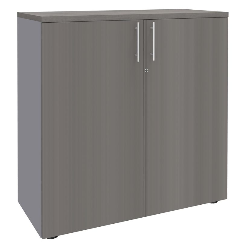 3253310161726-Armoire mi-haute IDRA/DUAL -  L80 x H102 x P47 - 2 portes - 2 tablettes métal DS - Corps alu --P_79432186_1-0