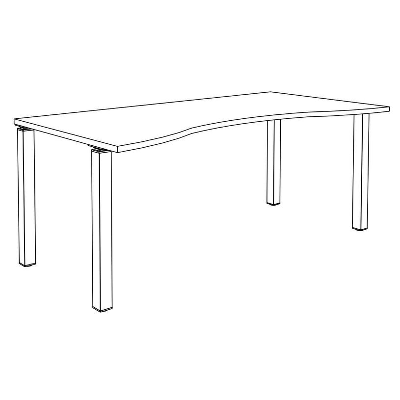 3253310153950-Bureau vague symétrique EXPRIM - L180 cm - Plateau imitation Chêne clair - Pieds carbone-P_79432240_5-4