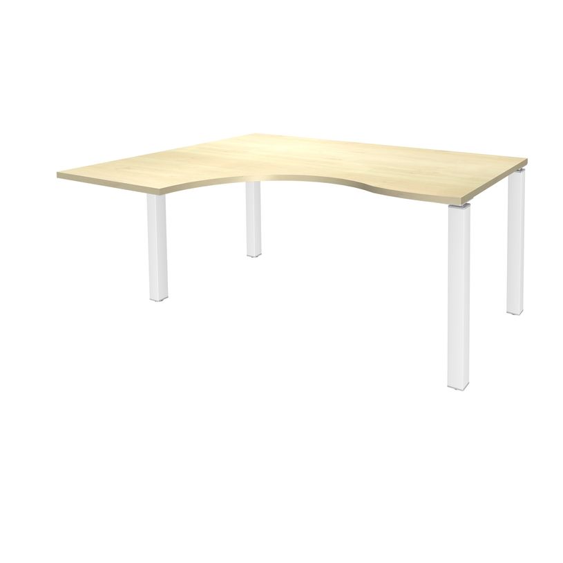 3253310164215-Bureau compact EXPRIM - L160 cm - Retour gauche - Plateau imitation Erable - Pieds blanc (Pieds de renfort obligato-P_79432302_1-0