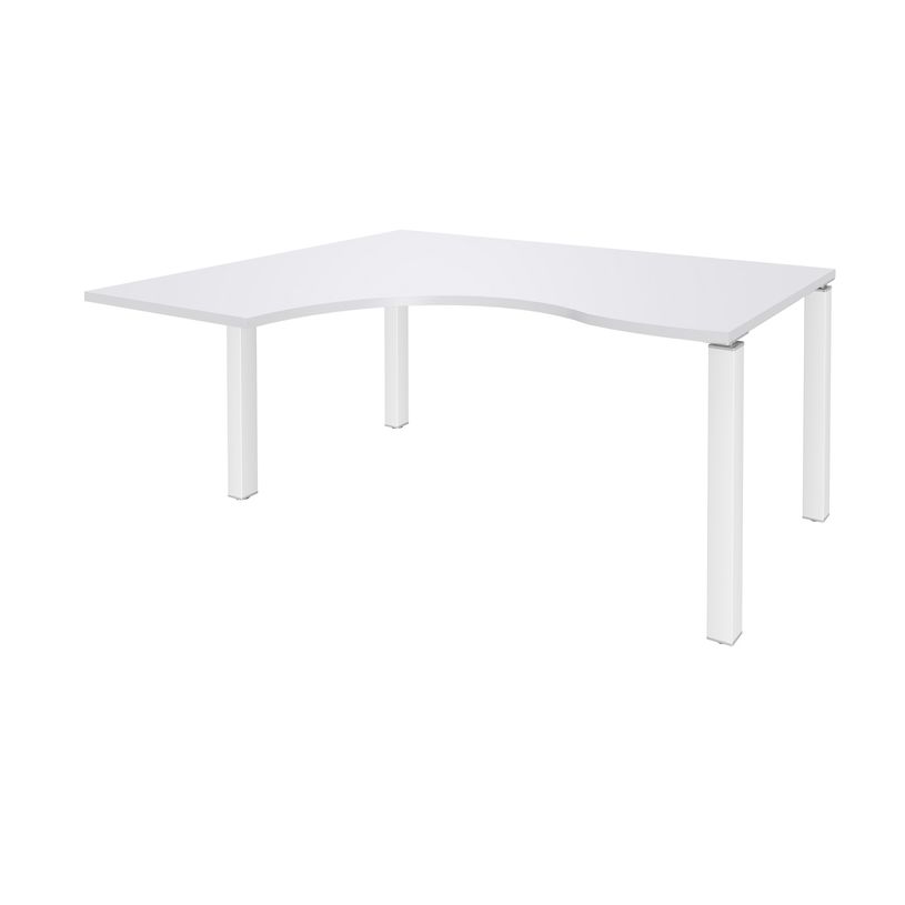 3253310164239-Bureau compact EXPRIM - L160 cm - Retour gauche - Plateau Blanc perle - Pieds blanc (Pieds de renfort obligato-P_79432304_1-0