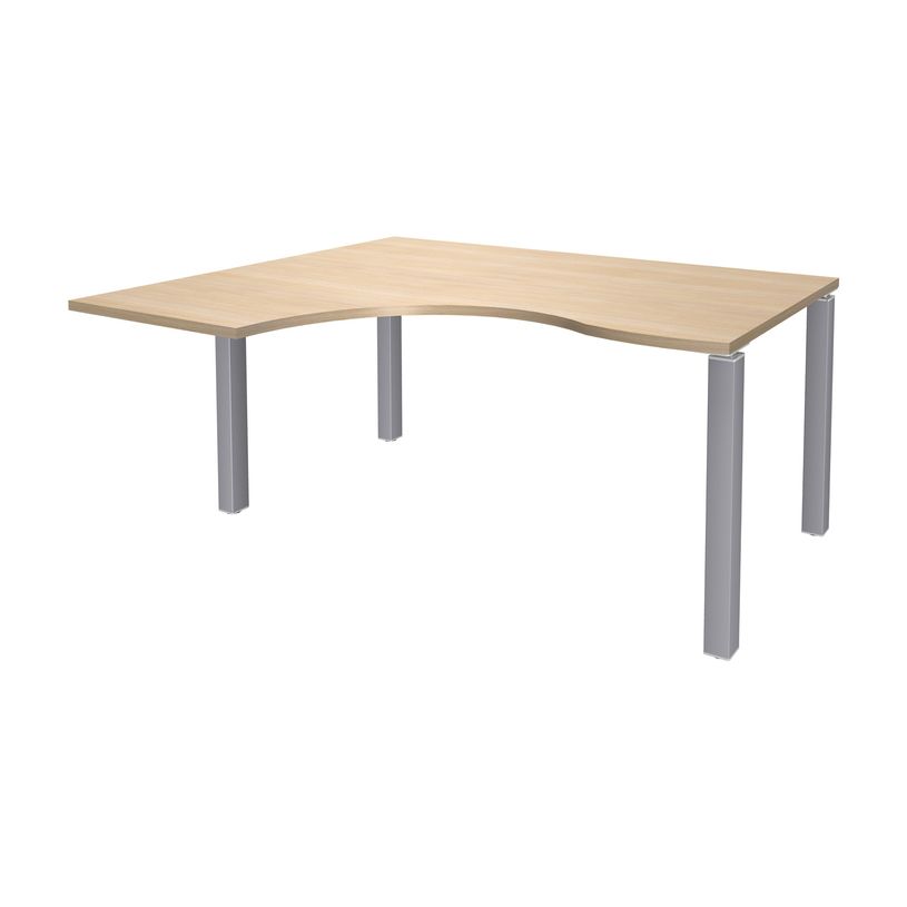 3253310164277-Bureau compact EXPRIM - L160 cm - Retour gauche - Plateau imitation Chêne clair - Pieds alu (Pieds de renfort obligato-P_79432308_1-0
