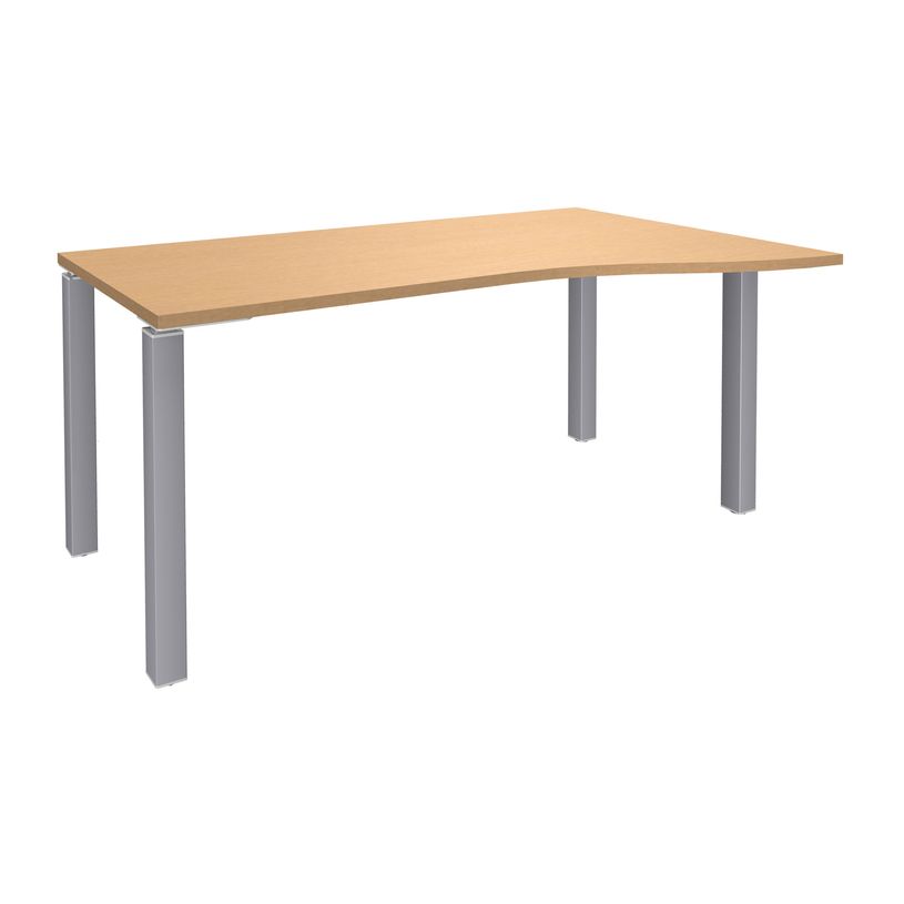 3253310164635-Bureau Vague EXPRIM - L140 cm - Retour droite - Plateau imitation Hêtre - Pieds alu-P_79432344_1-0