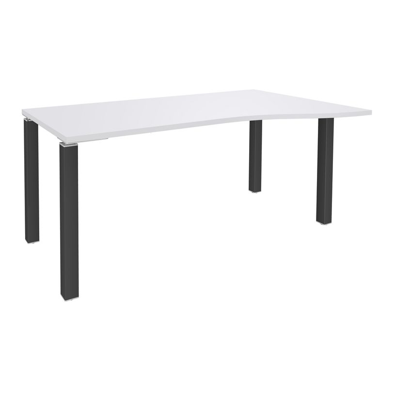 3253310165007-Bureau Vague EXPRIM - L160 cm - Retour droite - Plateau Blanc perle - Pieds carbone-P_79432381_1-0