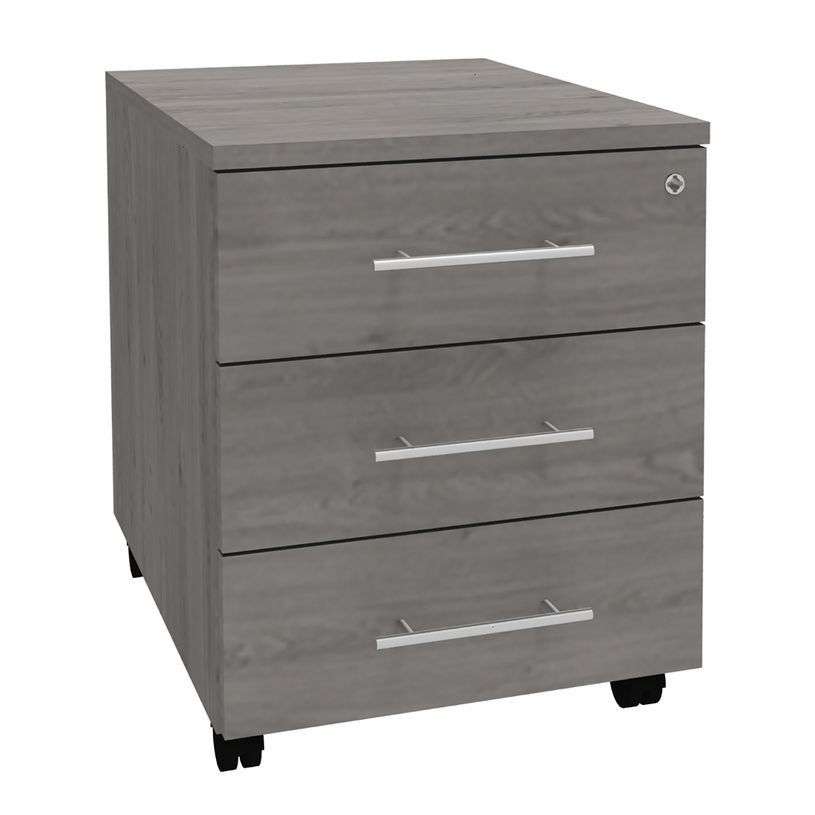 3253310165366-Caisson mobile EXPRIM/LOFTER/LEVEL - L43 x H56 x P60 cm - 3 tiroirs - Imitation Chêne gris-P_79432417_1-0