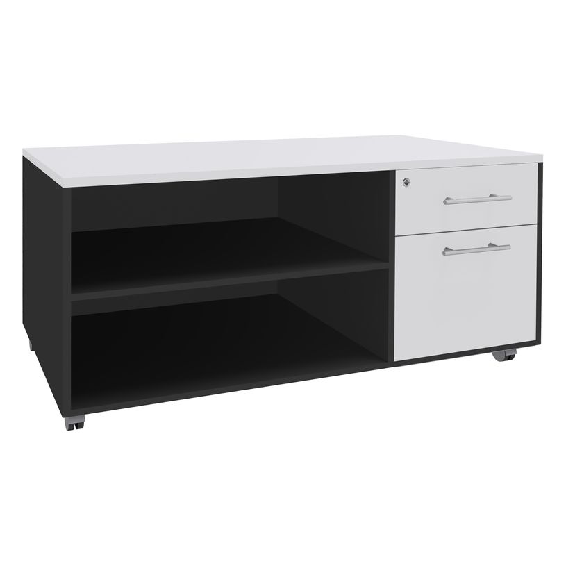 3253310165533-Console mobile EXPRIM/URBAN/LOFTER - L120 x H63 x P60 cm - 2 tiroirs dont 1 DS - coté anthracite - finition -P_79432434_1-0