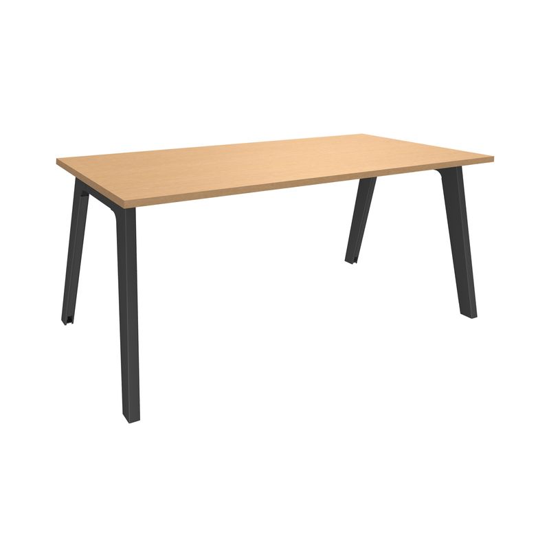 3253310161900-Bureau simple STEELY - L120 cm - Pieds carbone - plateau imitation Hêtre-P_79432471_1-0