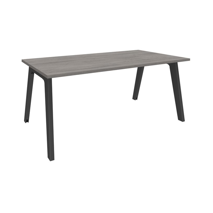 3253310162044-Bureau simple STEELY - L140 cm - Pieds carbone - plateau imitation Chêne gris-P_79432485_1-0