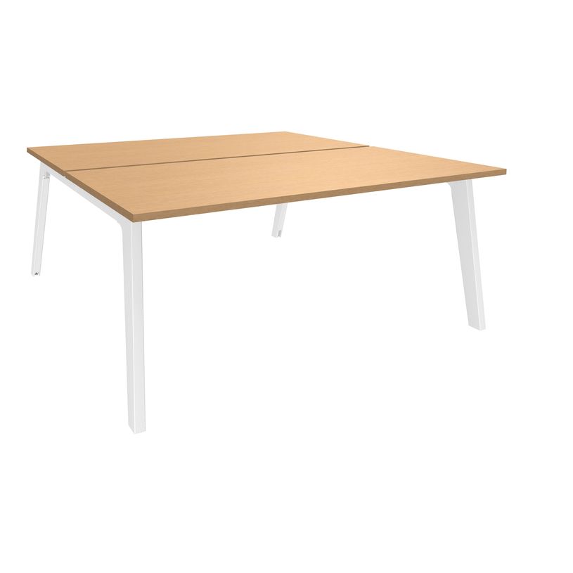 3253310162594-Bureau double STEELY - L120 cm - Double face Depart - Pieds blanc - plateau imitation Hêtr-P_79432540_1-0