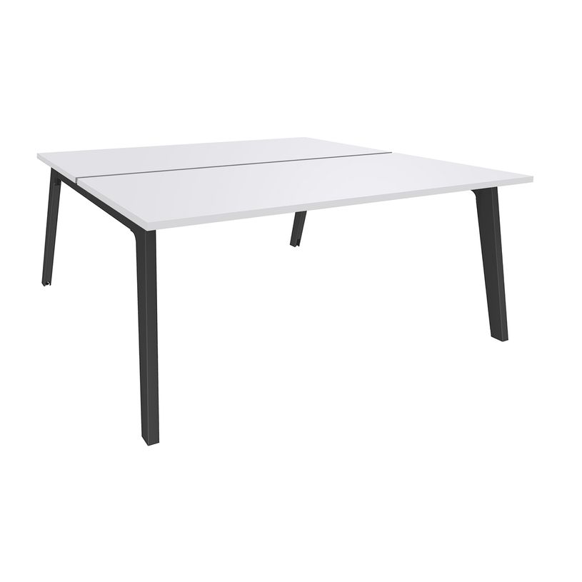 3253310162648-Bureau double STEELY - L120 cm - Double face Depart - Pieds carbone - plateau Blanc perle-P_79432545_1-0