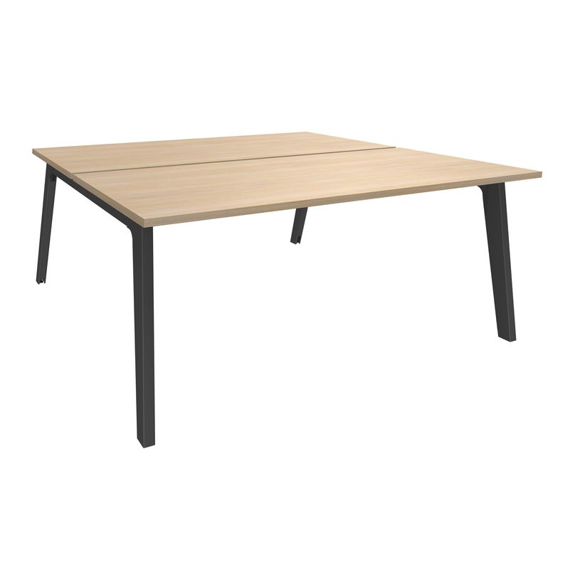 3253310162730-Bureau double STEELY - L140 cm - Double face Depart - Pieds carbone - plateau imitation Ch