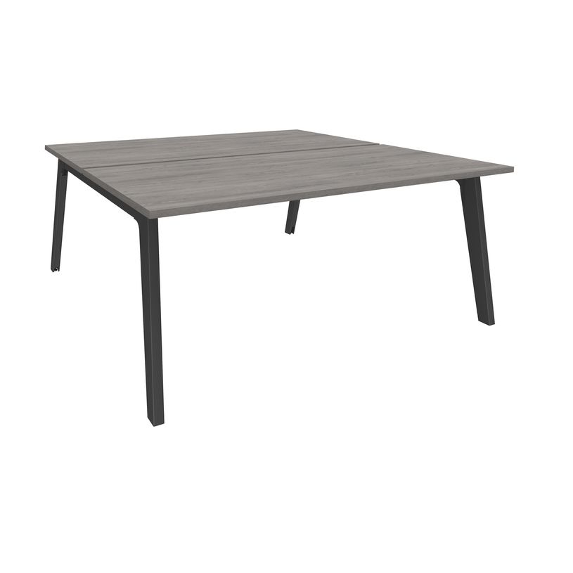 3253310162907-Bureau double STEELY - L180 cm - Double face Depart - Pieds carbone - plateau imitation Ch