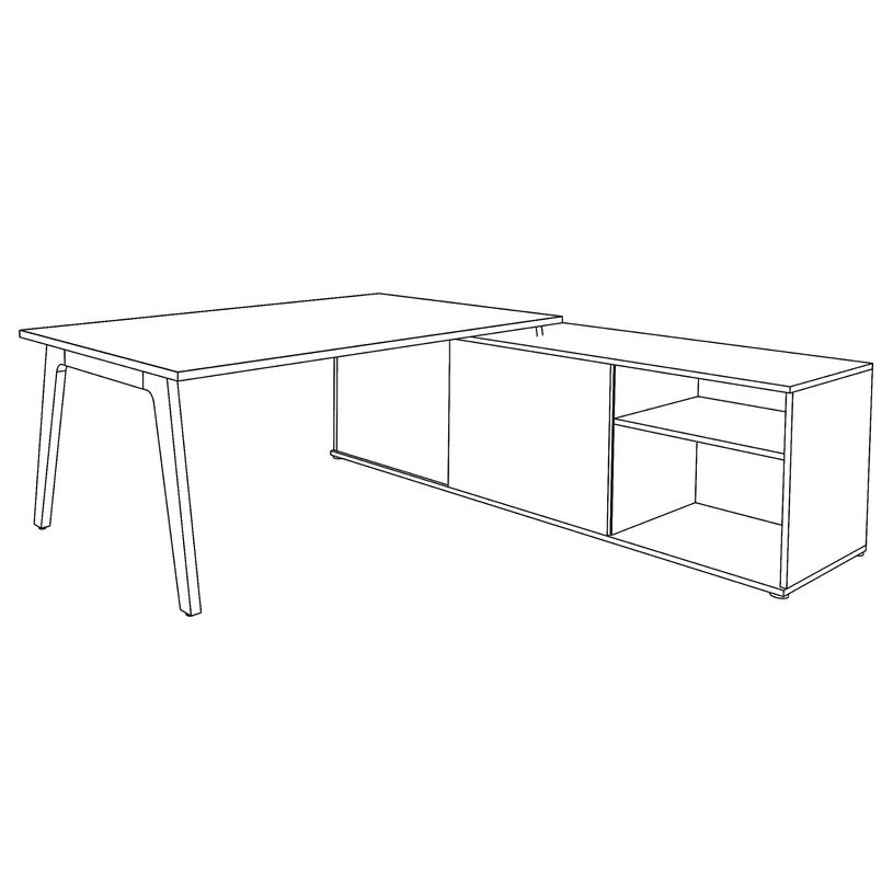 3253310163362-Bureau STEELY Manager - L180 x P100 x H72,5 cm - console retour à droite (2 tiroirs) L200 x P60 x H72,5 cm - pieds carbone - p-P_79432617_4-3
