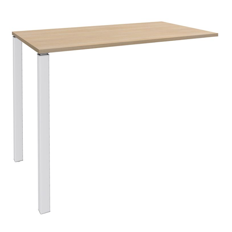 3253310158603-Table Lounge - L140xH105xP60 cm - 2 Pieds blancs - plateau imitation chêne clair-P_79432748_1-0