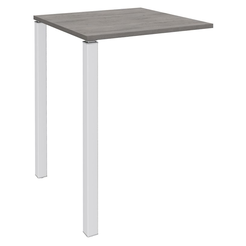 3253310158818-Table Lounge 2 Pieds - L80xH105xP80 cm - Pieds blanc - plateau imitation chêne gris-P_79432768_1-0