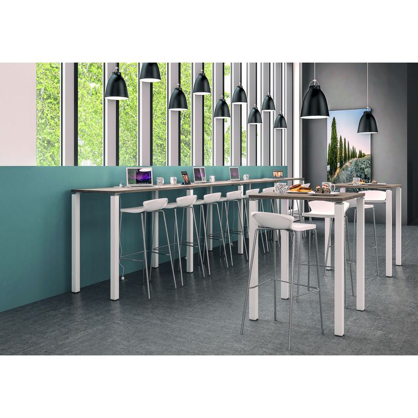 3253310166516-Table Lounge 4 pieds - L140xH105xP80 cm - Pied blanc - plateau imitation érable-P_79432845_2-1
