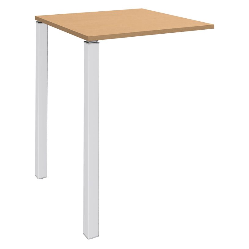 3253310166585-Table Lounge 2 Pieds - L80xH105xP80 cm - Pieds blanc - plateau imitation hêtre-P_79432852_1-0
