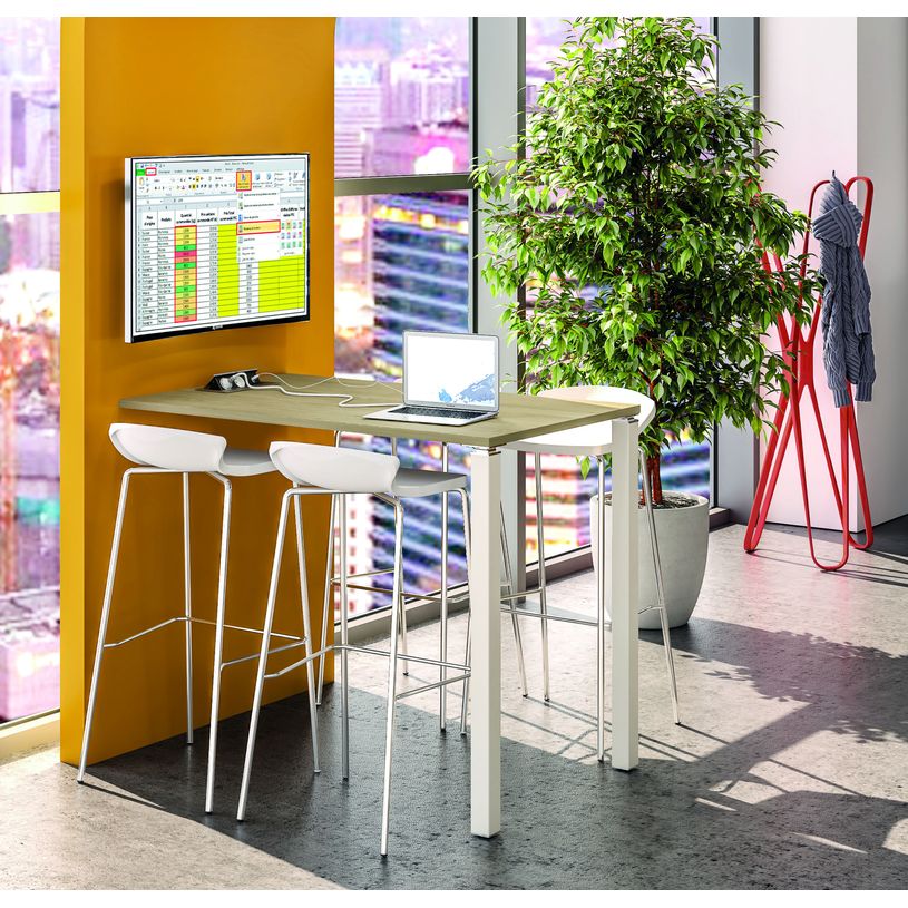 3253310166677-Table Lounge 2 Pieds - L120xH105xP80 cm - Pieds blanc - plateau imitation hêtre-P_79432861_2-1