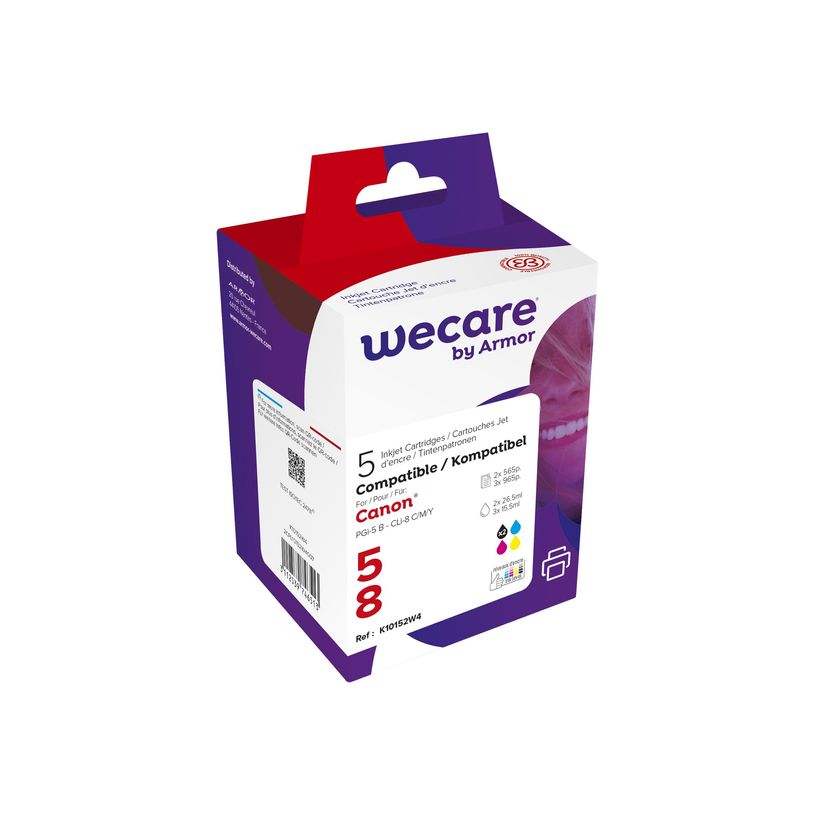 3112539746513-Cartouche compatible Canon CLI-8/PGI-5 - pack de 5 - noir x2, cyan, magenta, jaune - Wecare-P_79434195_1-0