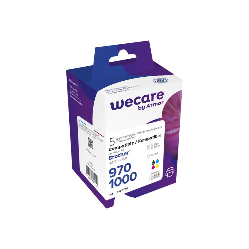 3112539747442-Cartouche compatible Brother LC1000/LC970 - pack de 5 - noir x2, cyan, magenta, jaune - Wec-P_79434275_1-0