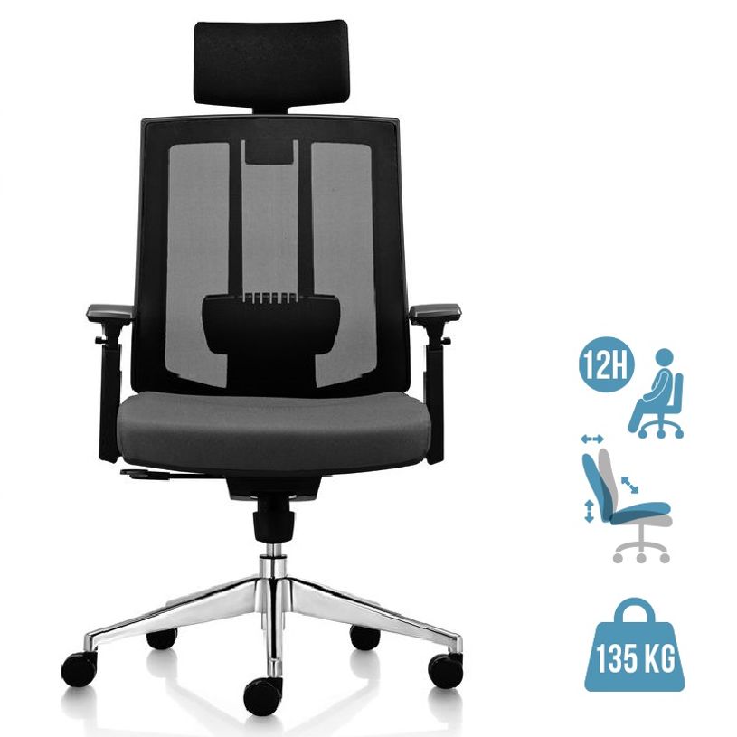 3700339883608-Fauteuil de bureau SHADE - accoudoirs réglables - appuie-tête réglable - noir et gris-P_79439072_1-0
