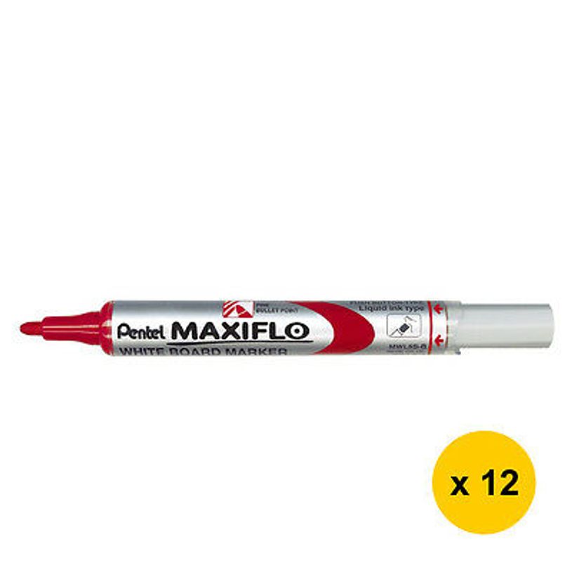 4902506057259-Pentel MAXIFLO - Pack de 12 marqueurs effaçables - pointe ogive - rouge-P_79439161_1-0