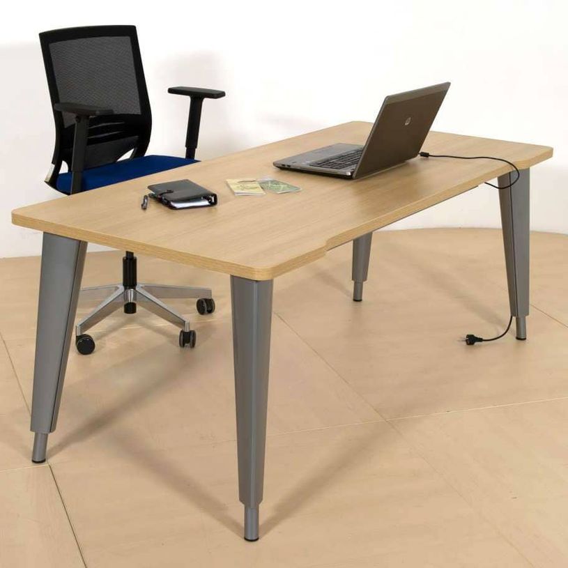 2012349454442-Bureau EVIDENCE - 160 cm - Pieds anthracites - Plateau blanc-P_79441303_1-0