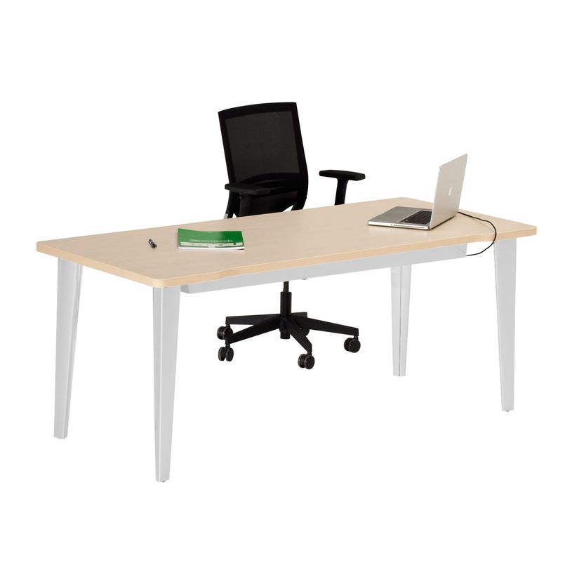 2012349455029-Bureau EVIDENCE - 140 cm - Pieds aluminium - Plateau imitation hêtre-P_79441332_1-0